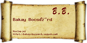 Bakay Bocsárd névjegykártya